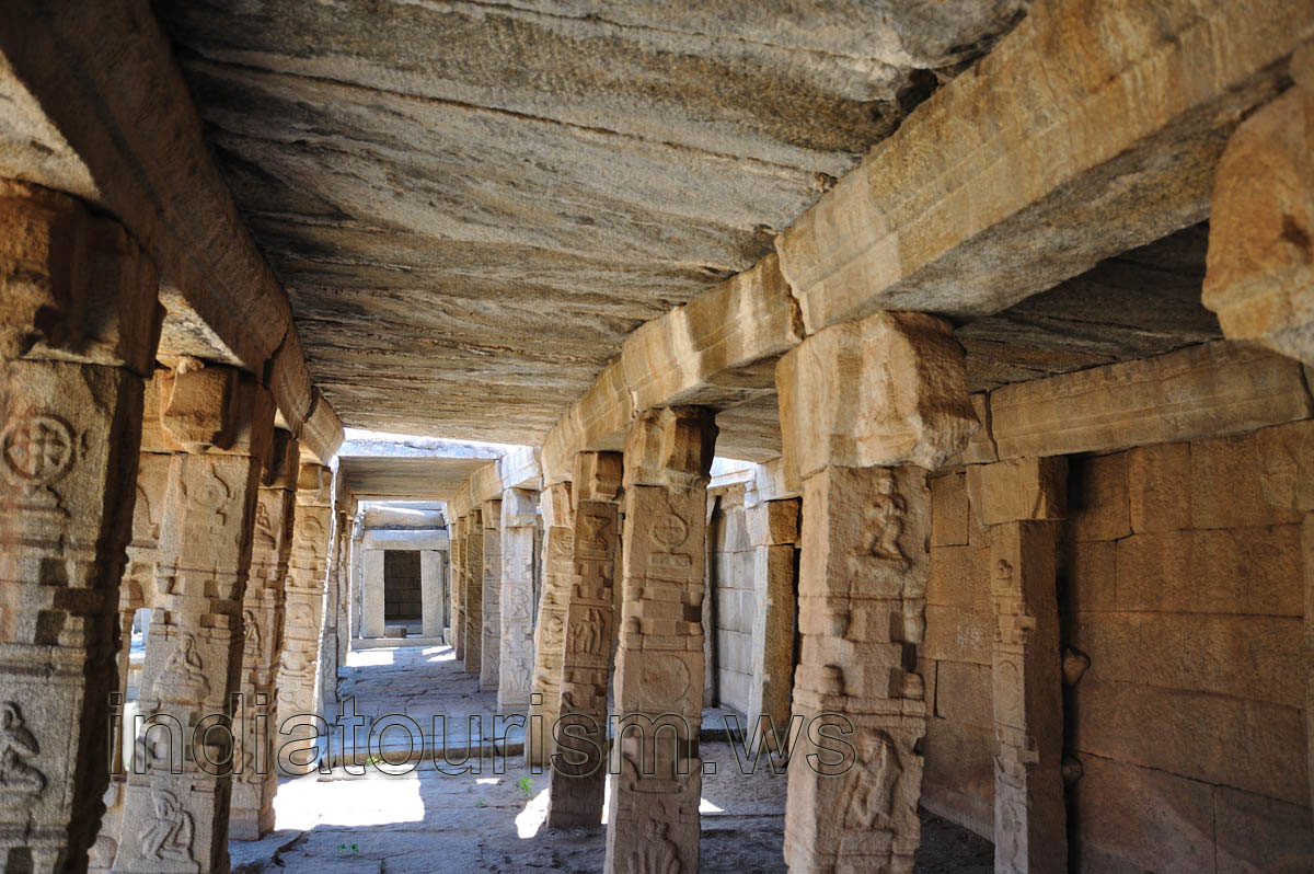 inside the pillared verandas
