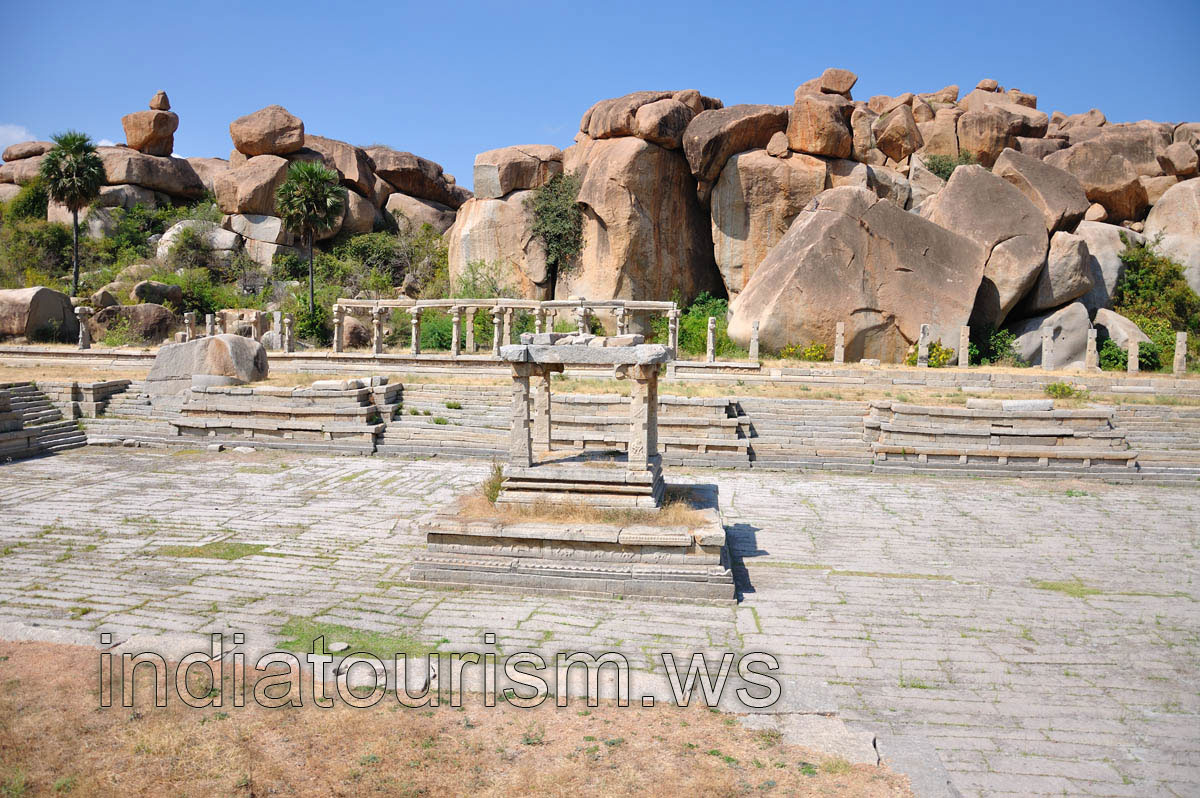 sanctum in the center of the empty temple tank