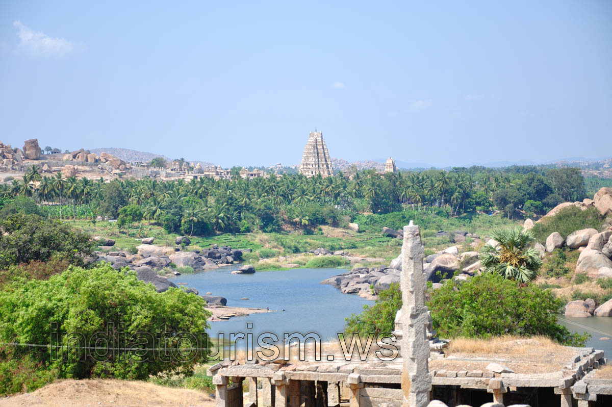 Virupaksha temple view from group of monuments