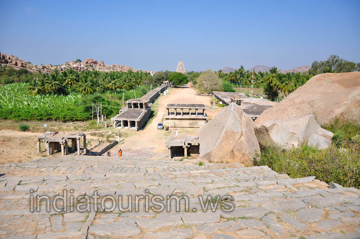 Hampi Bazaar from its east end till the Virupaksha temple on the west