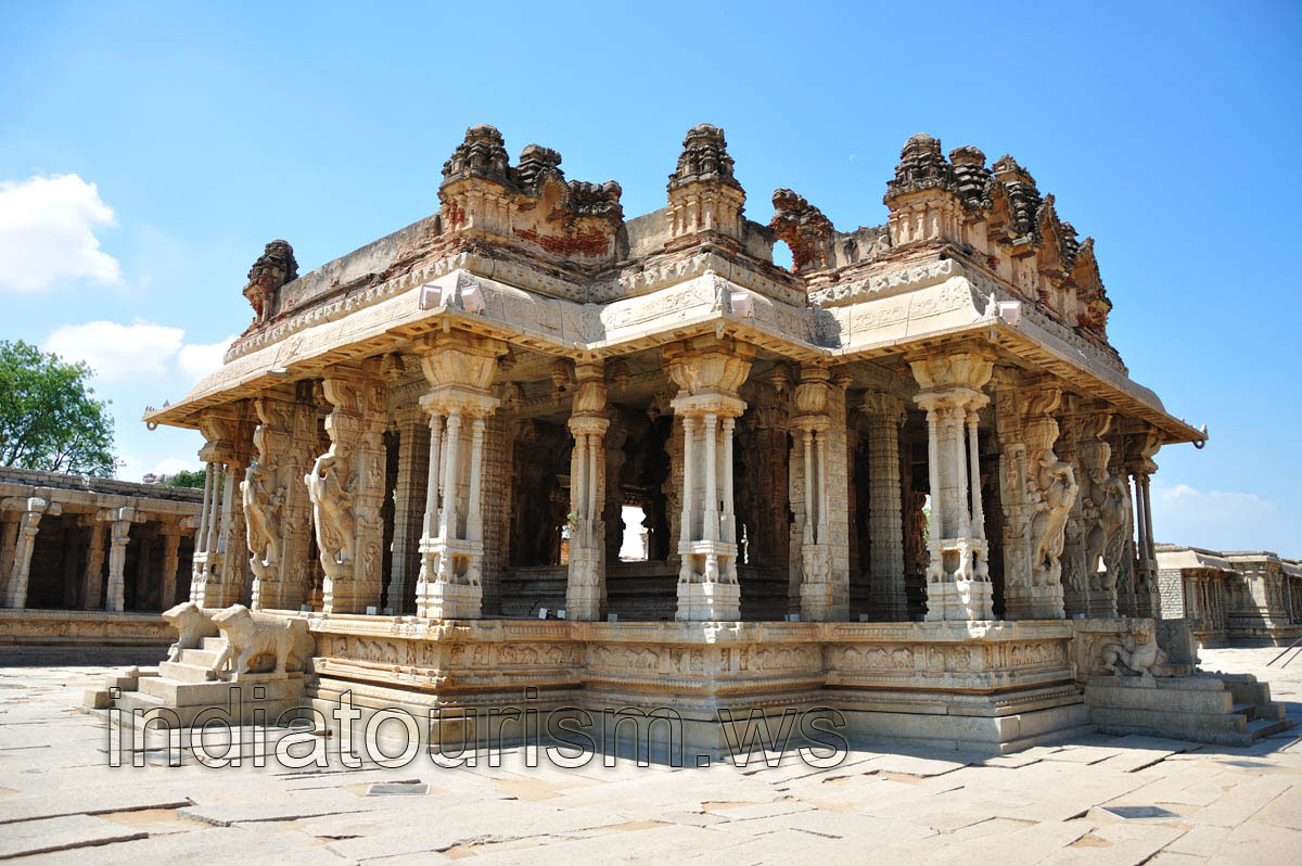 One of the buildings is decorated with Yalis