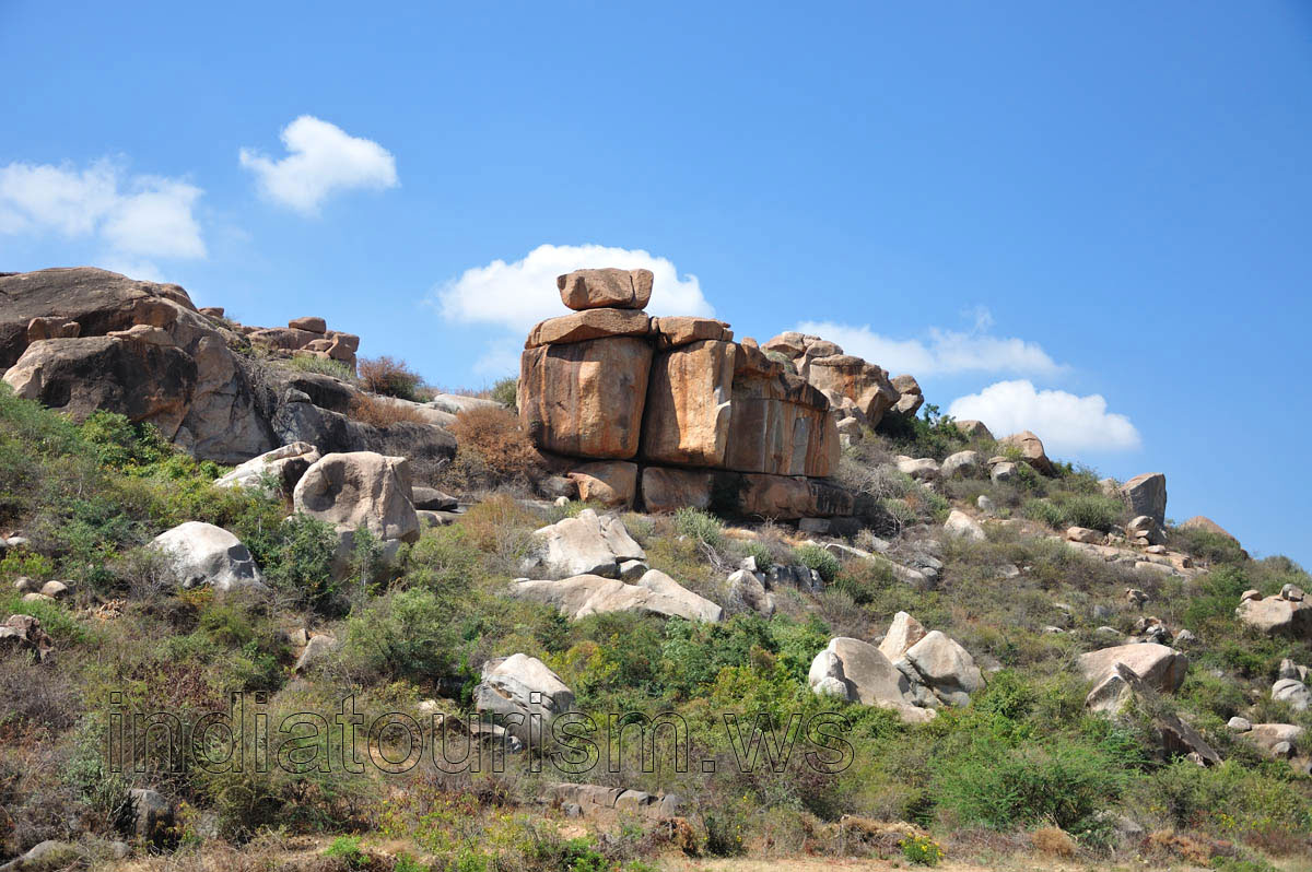 Huge stone on the hill side