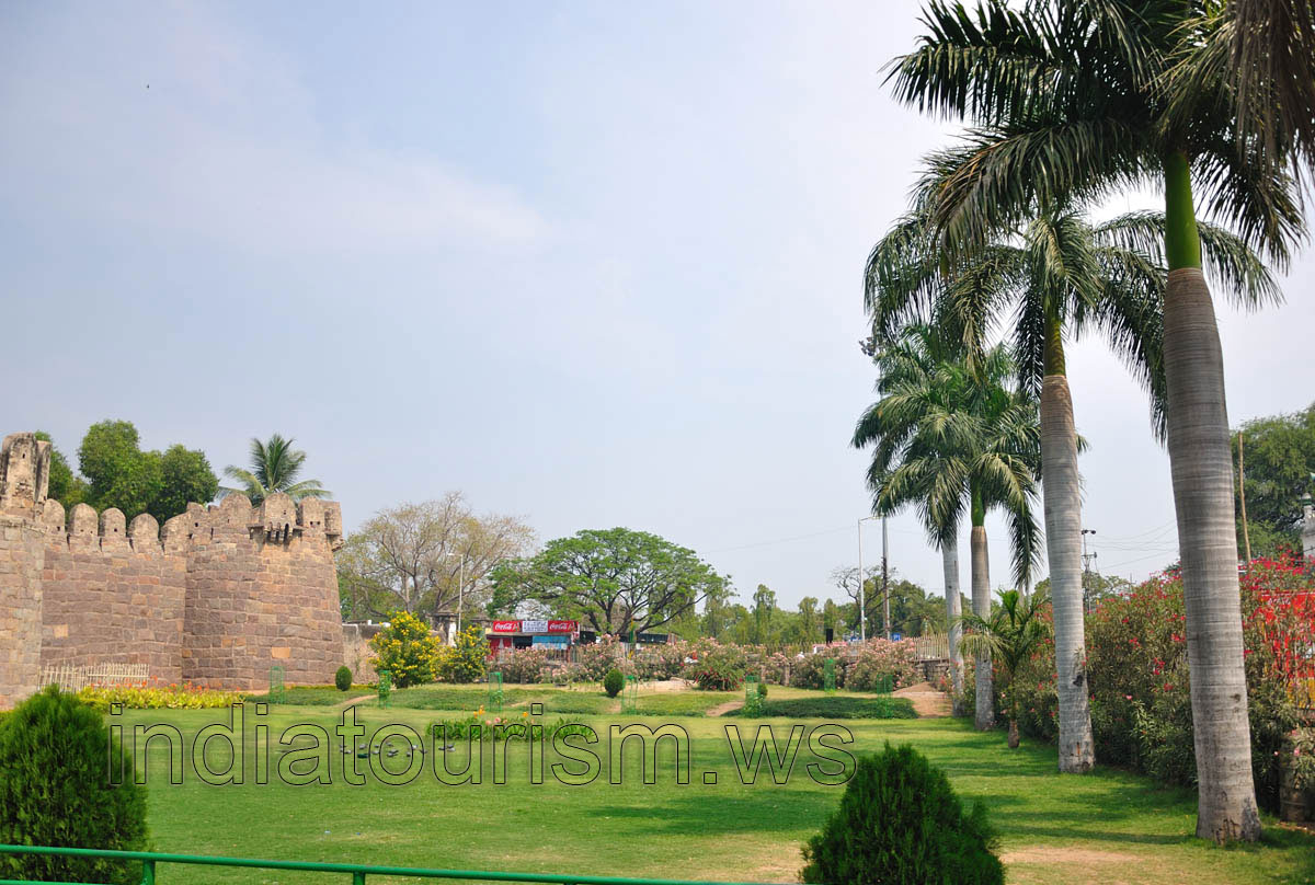 Royal palms at the entrance to the fort