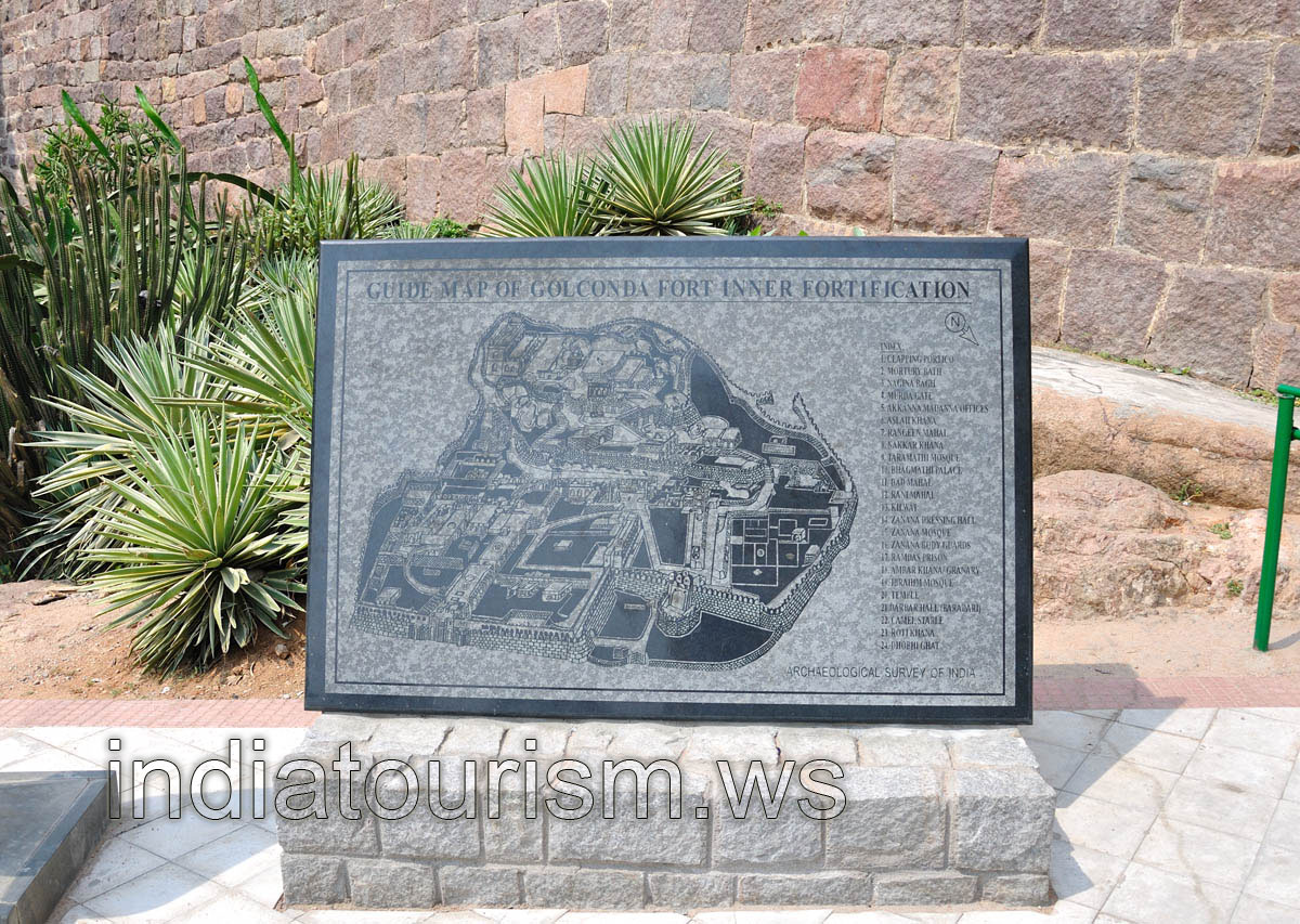 Guide map of Golconda Fort inner fortification