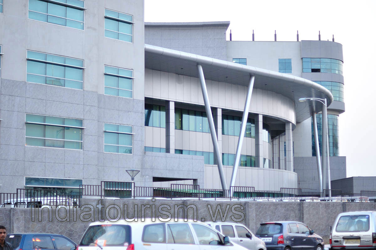 One of the buildings with metal color