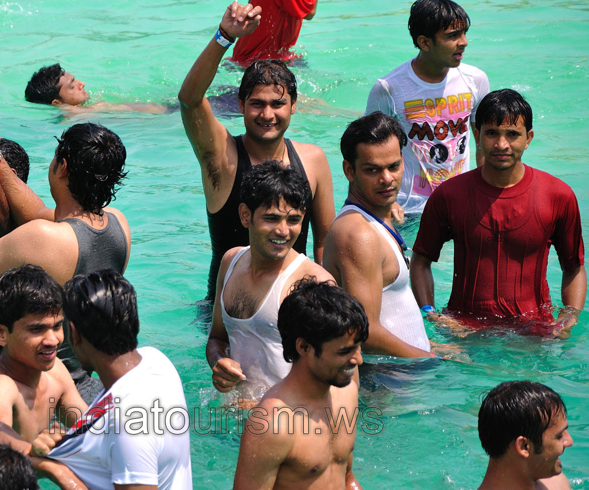 Young men in the pool