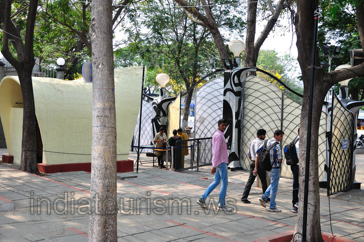 People go out from the garden