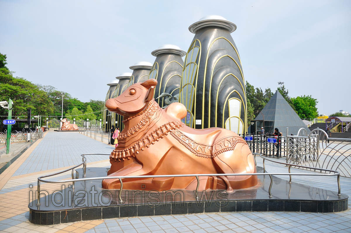 Brown color sculpture of the cow