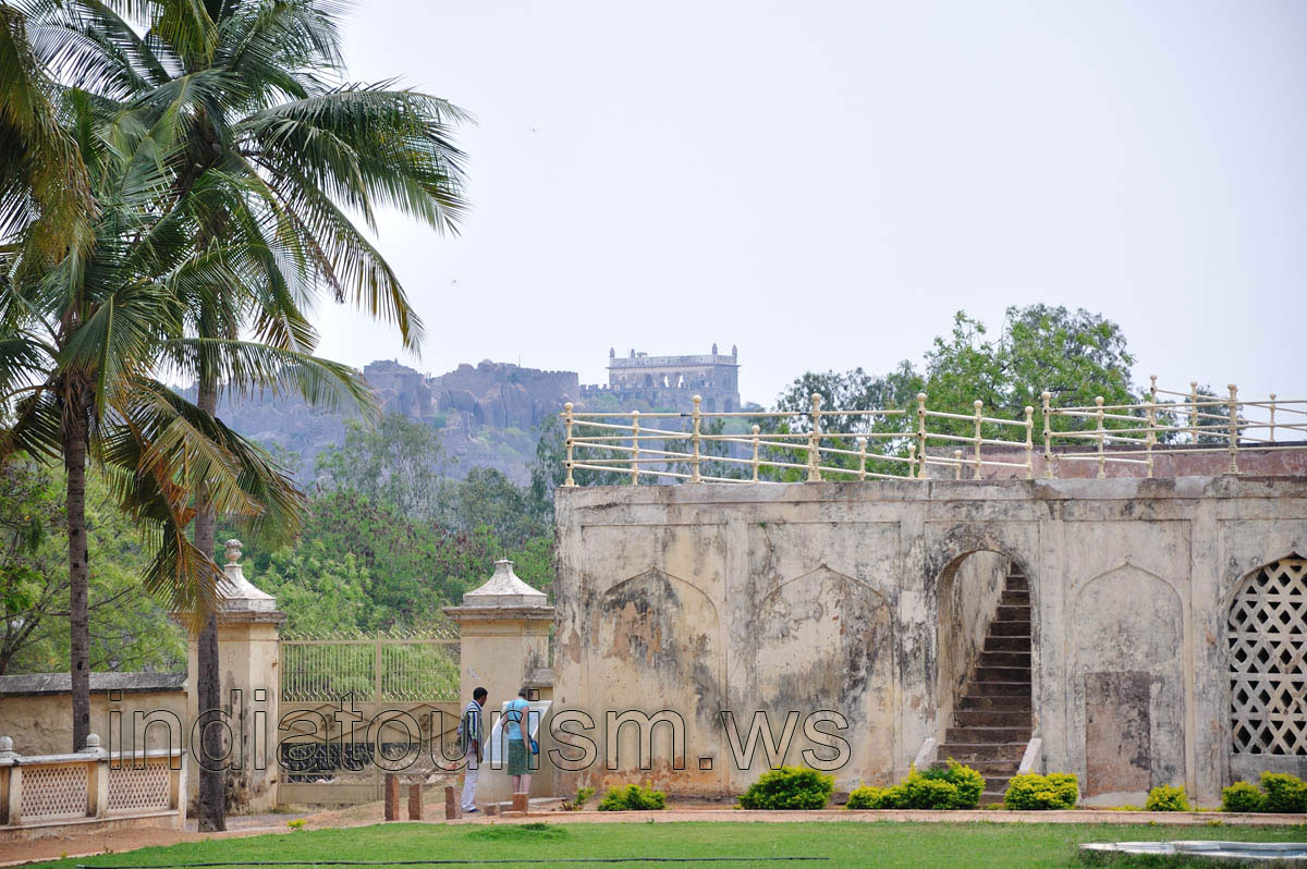 One can see Golconda Fort in the distance