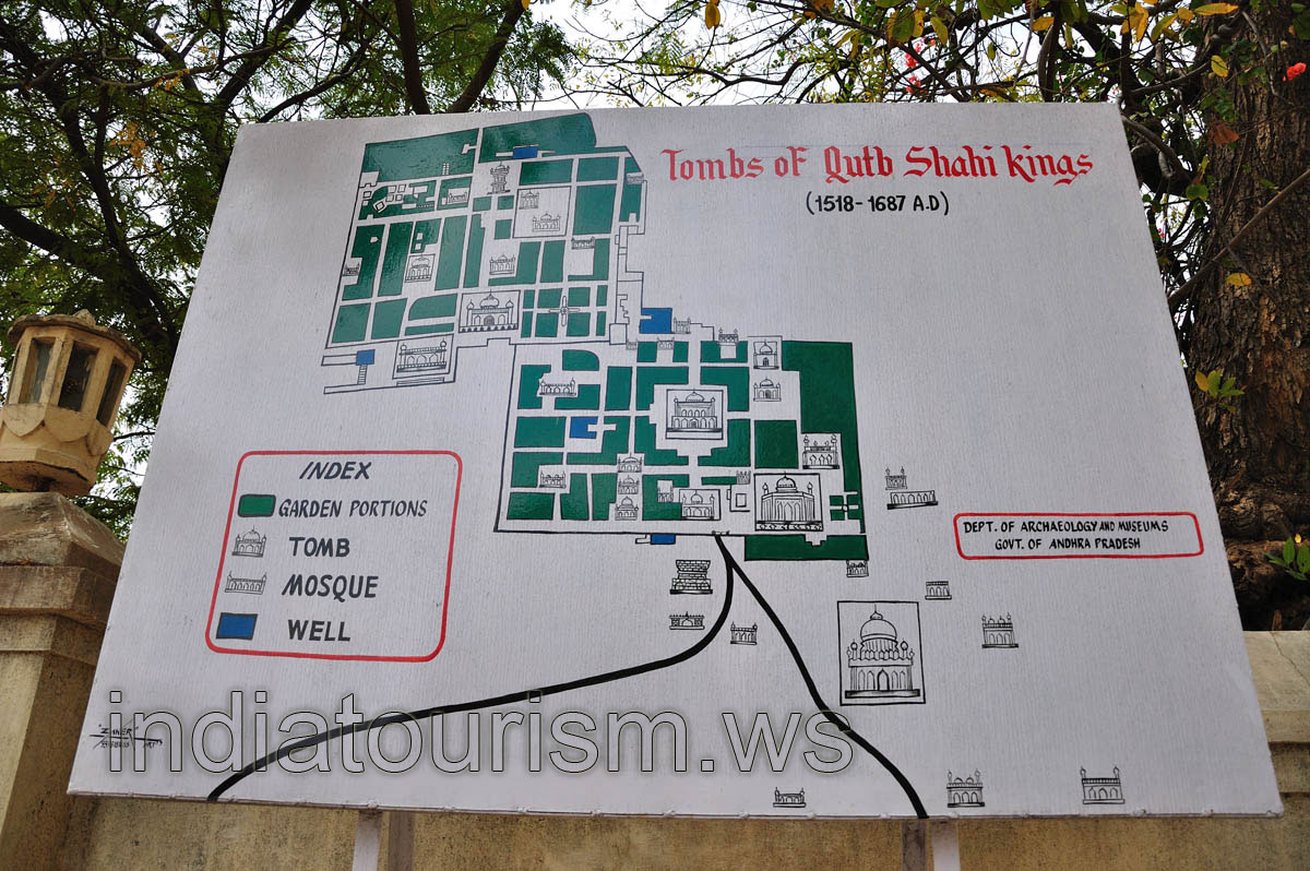 Tombs of Qutb Shahi kings, the map