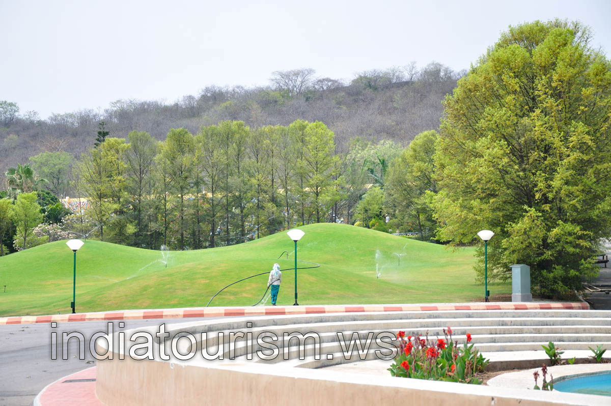 Small artificial hills covered with natural grass