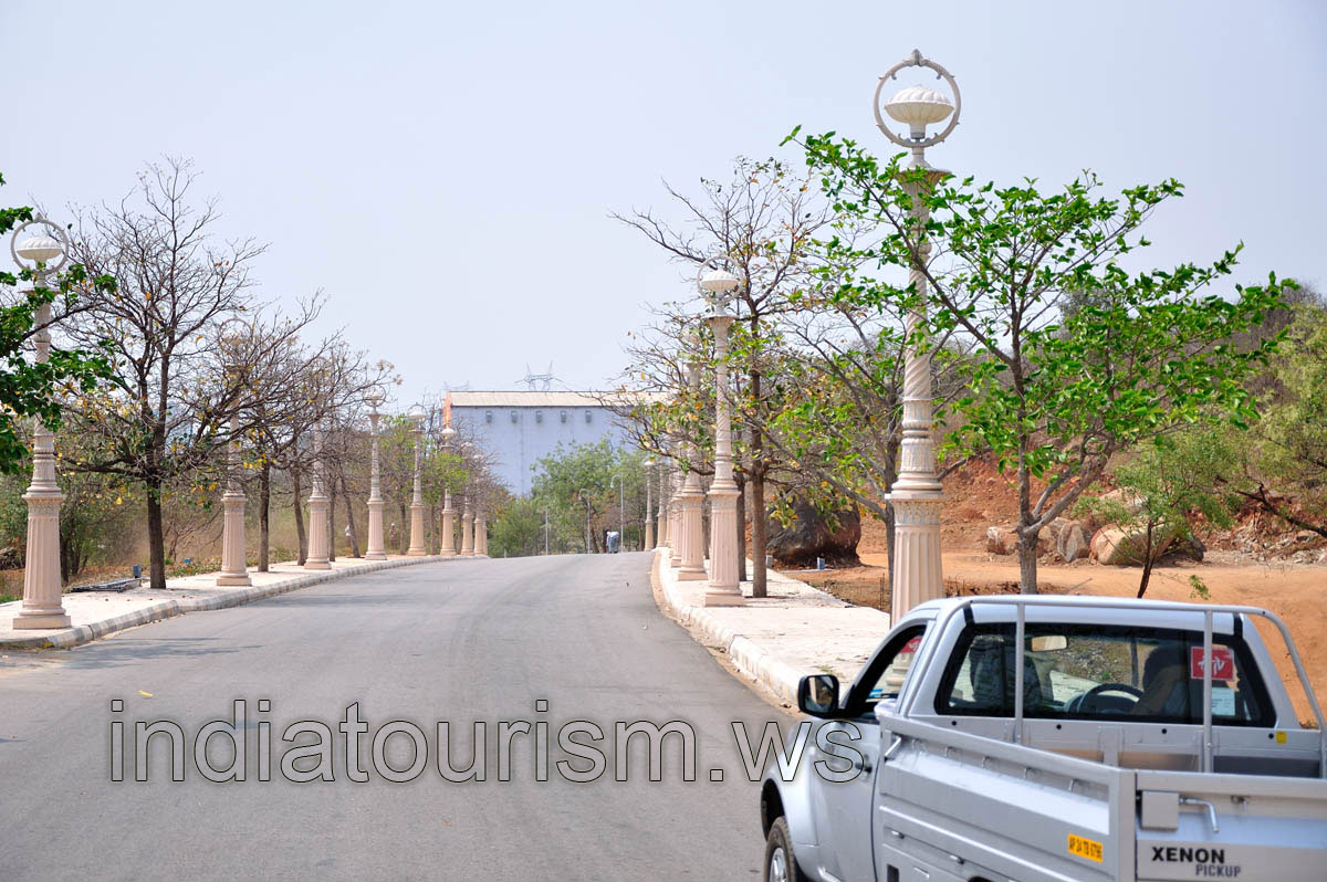 Street with the decorative lamp posts