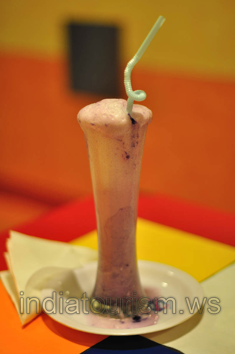 Soda with blueberry in the ice cream cafe near Charminar