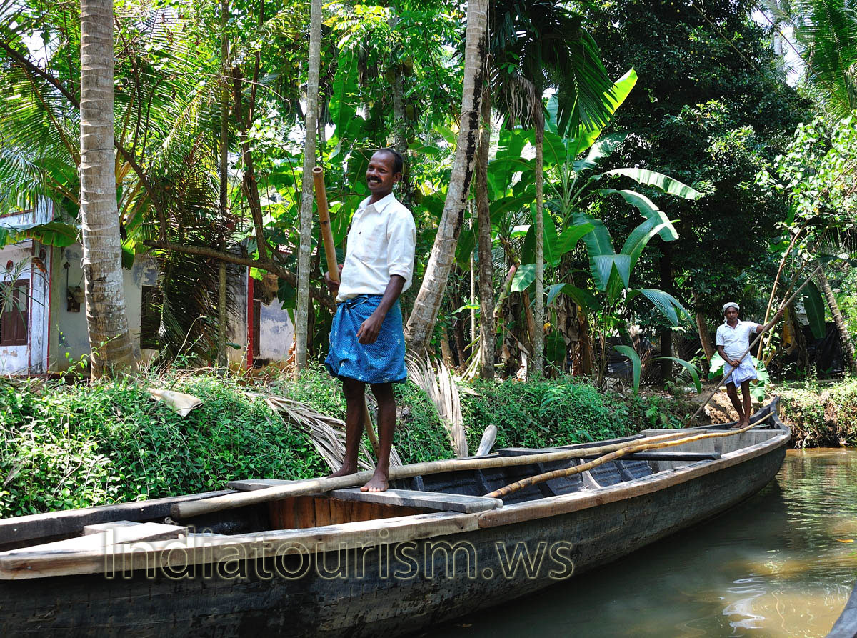 they propel canoe by long poles