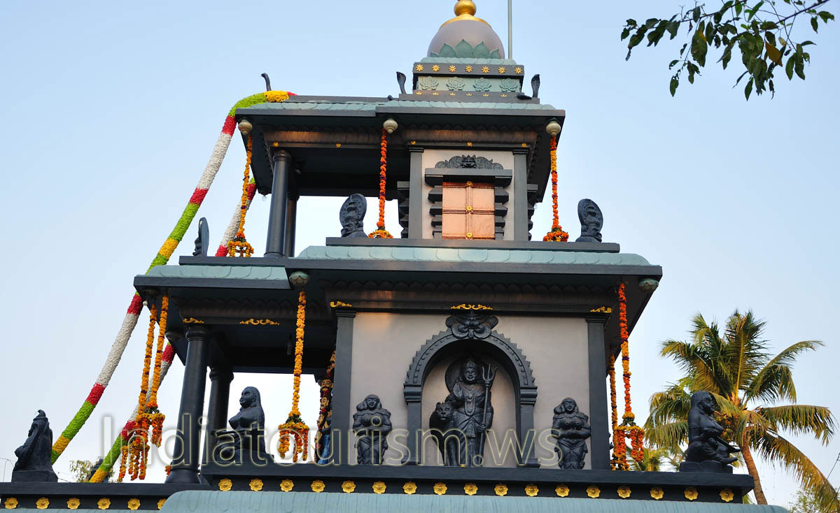 top of the temple is decorated by the flowers