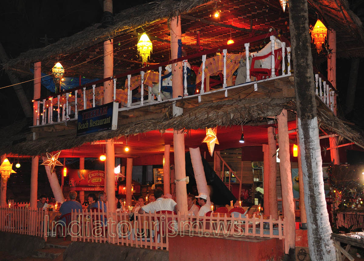 theeram beach restaurant at night