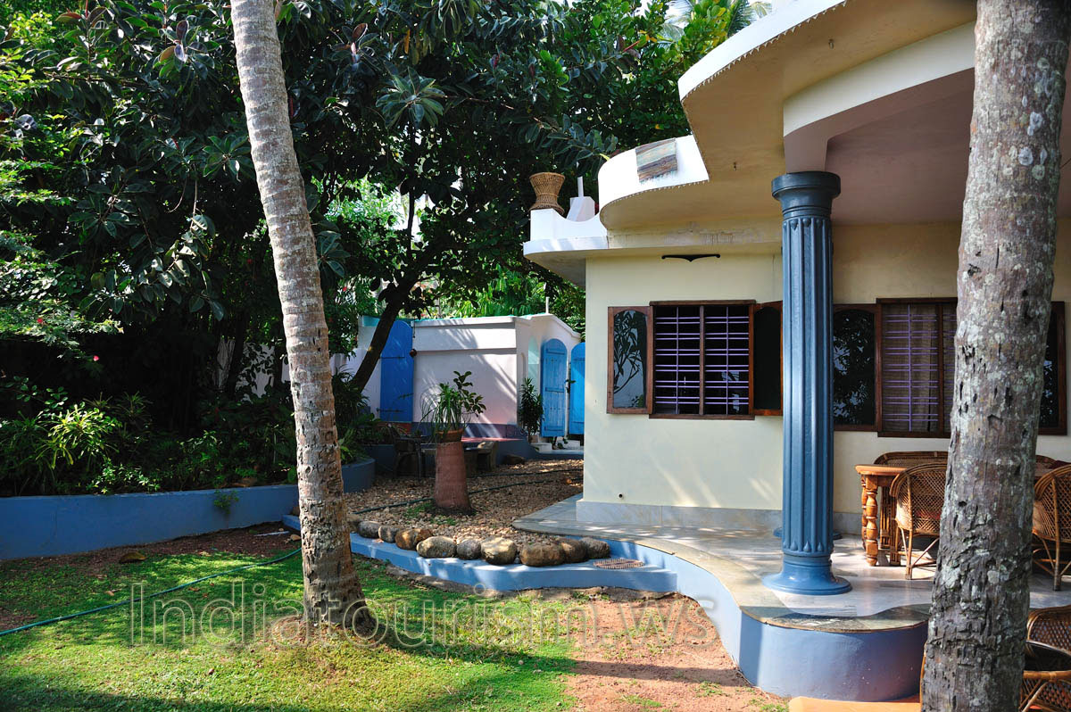 blue column of the house