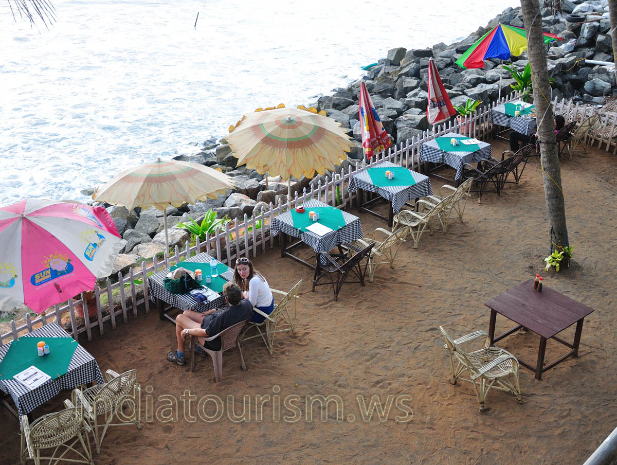 cafe is located on the very edge of the sea