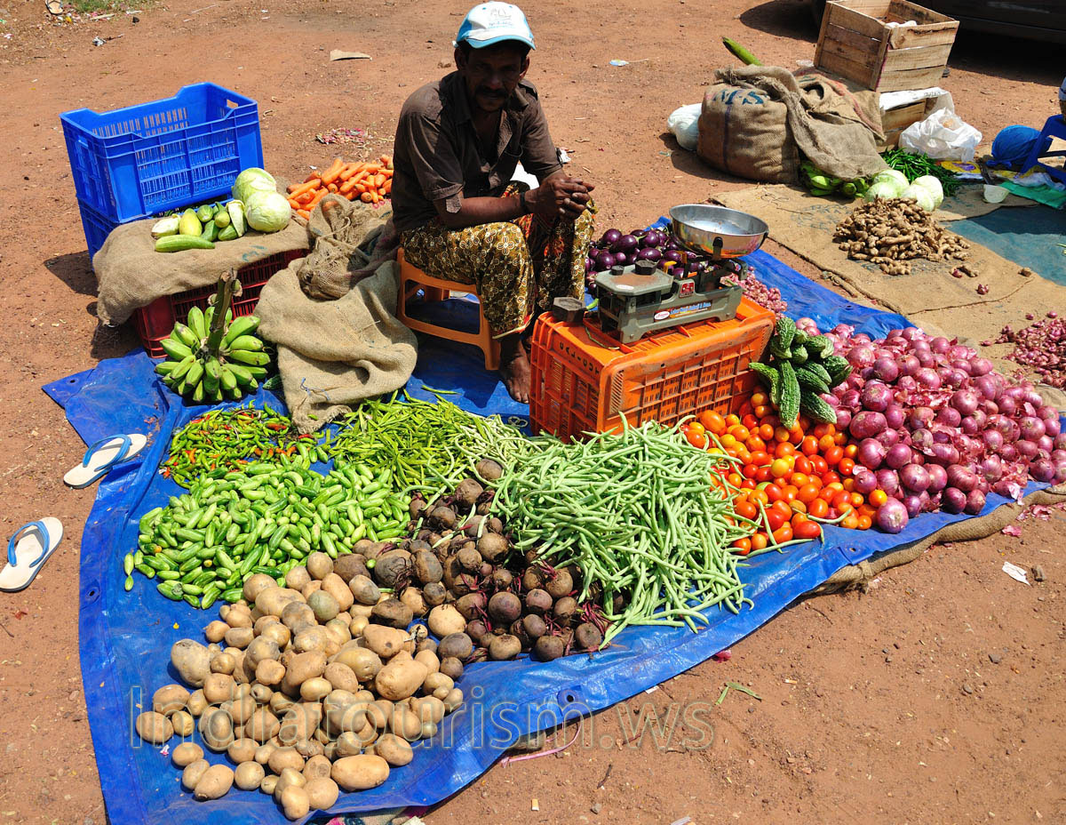 sale of vegetables in the center of varkala