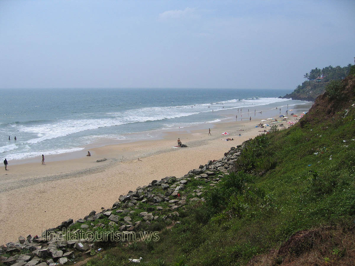 cliffs of the varkala beach is covered with lush greenery