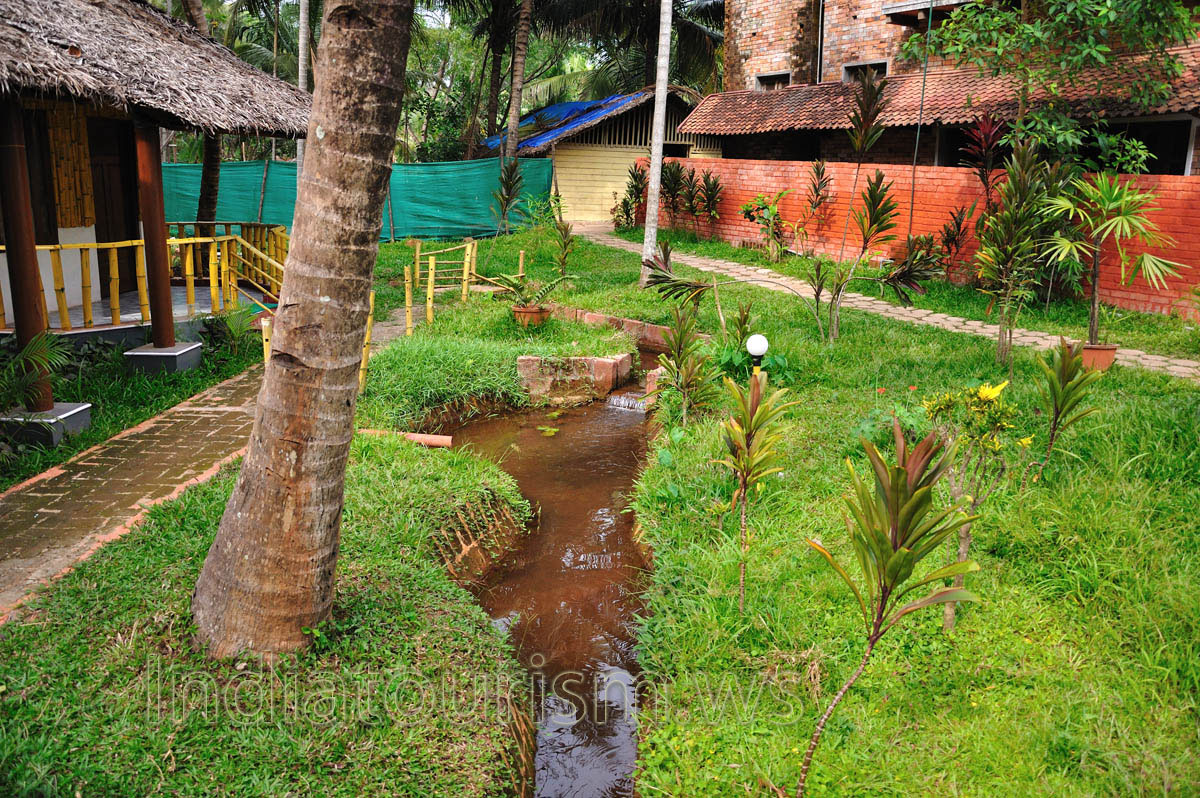 small artificial creek in the garden