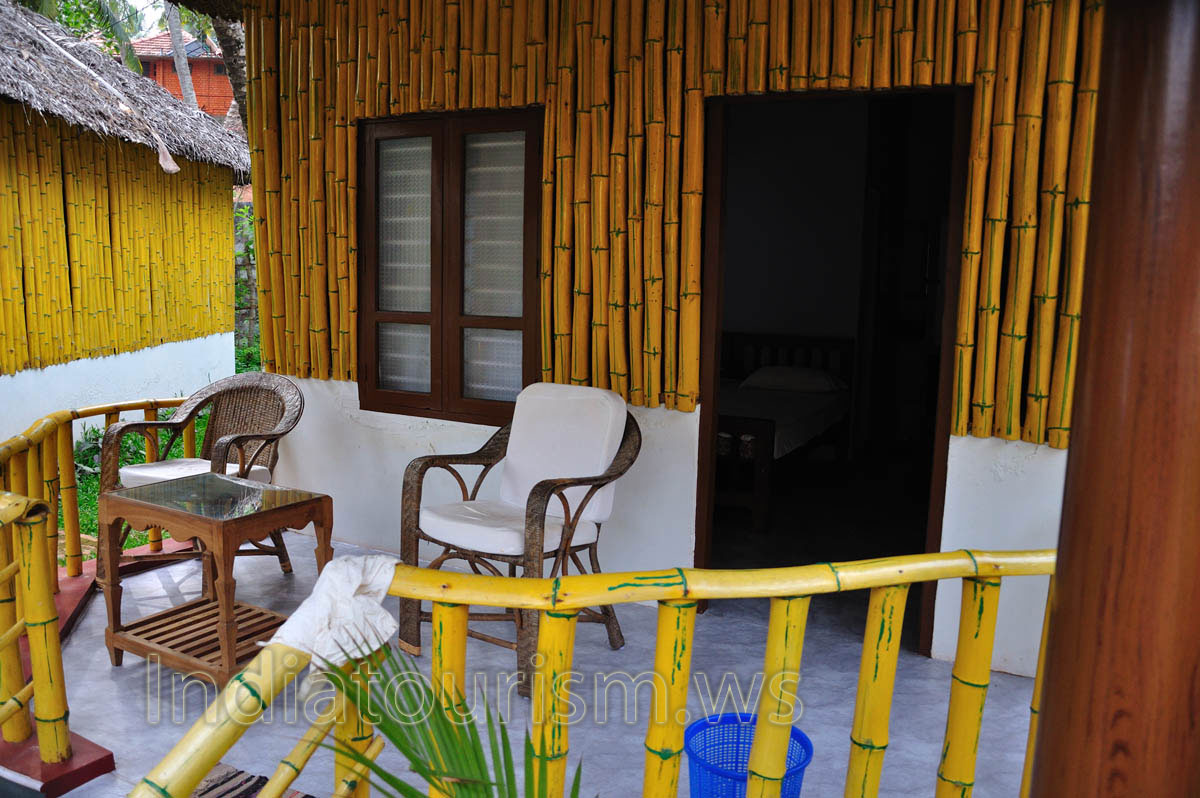 coffee table is placed before the bungalow