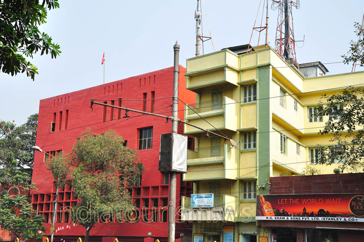 The building is painted in red color