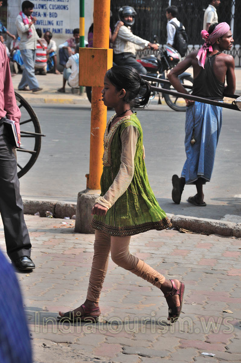 Girl in a beautiful green dress