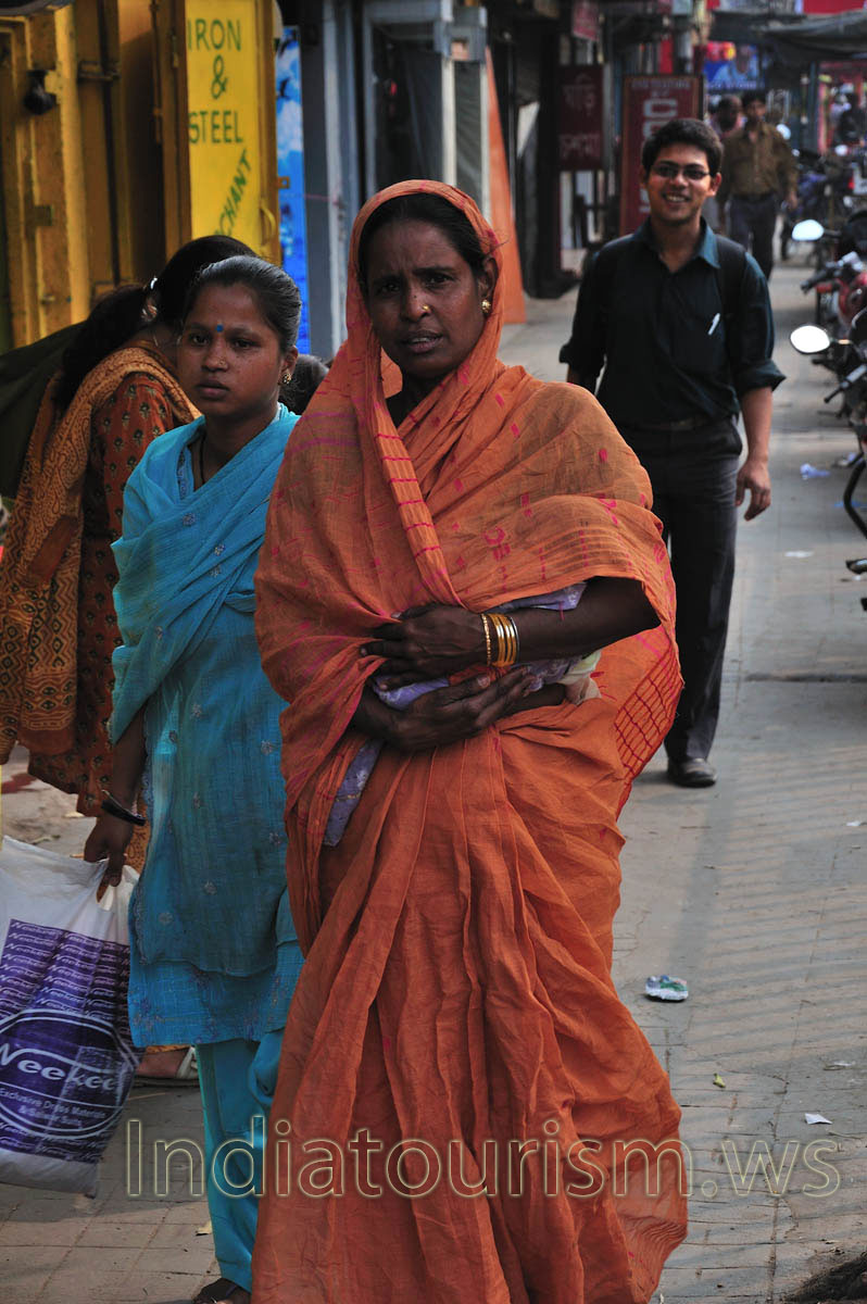Indian woman in orange saree