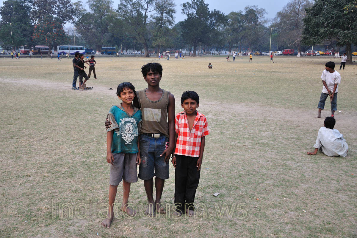 Boys play on the Maidan in different sports