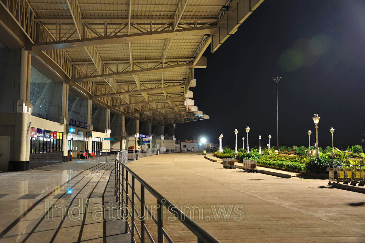 empty domestic airport in the night - there are no people here
