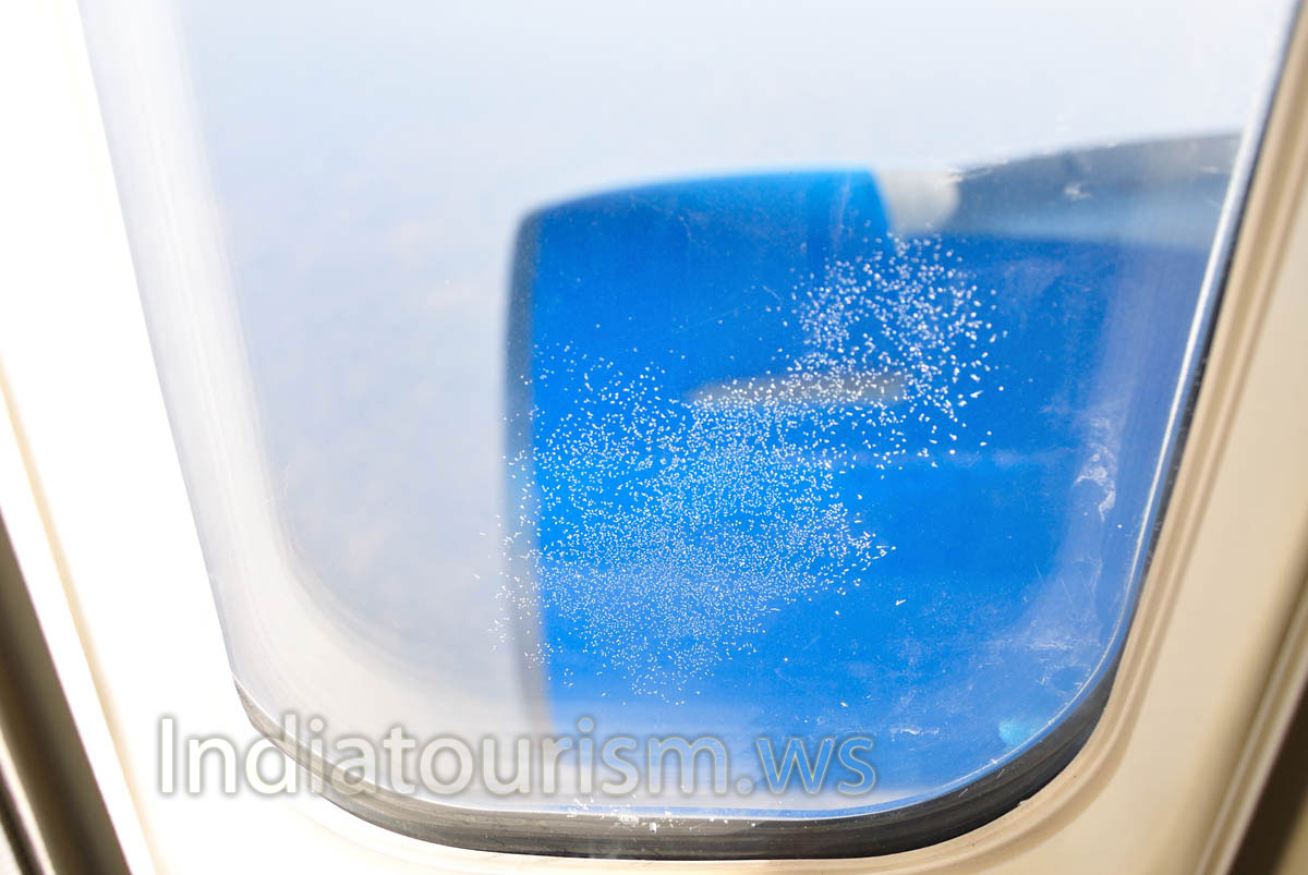 Our flight back home - frost on the window