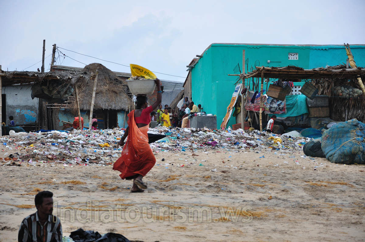 The fisherman's village on the coast of Bay of Bengal