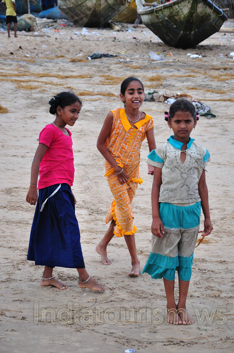 The little girls from the fishermen village are nicely dressed