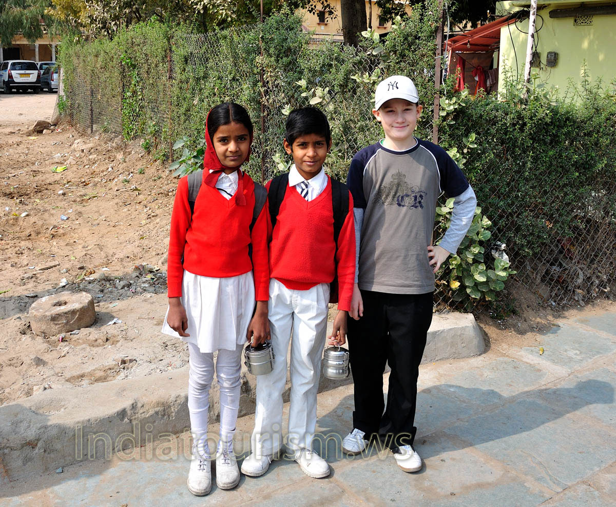 My son with Indian children