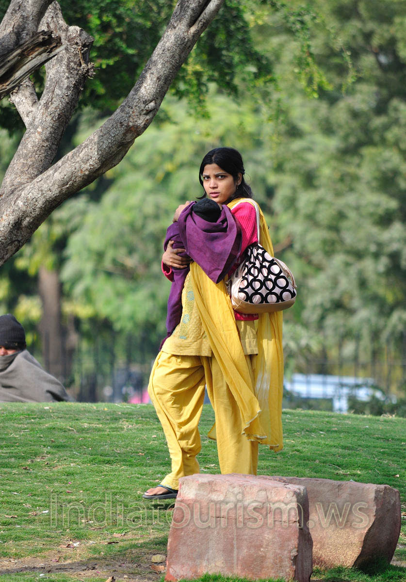 young Indian woman with a child