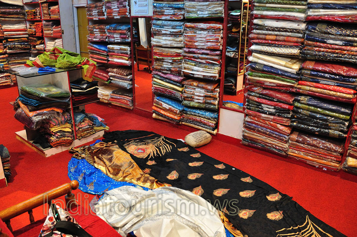 Store employees have lay out sewing products for our choice