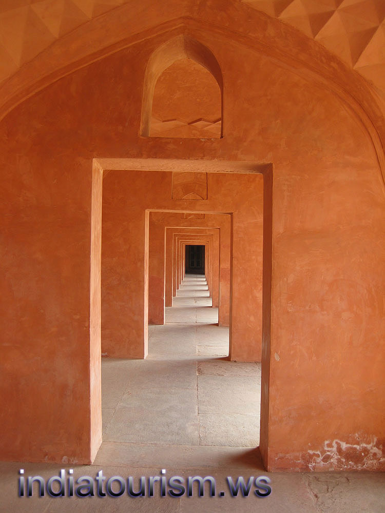 Inside the walled enclosure