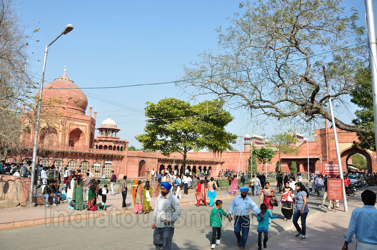 The square before the entrance to the complex