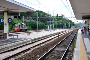 View of the platforms of the Pesaro railway station