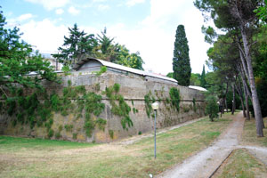 The hospital of San Salvatore is located behind this wall