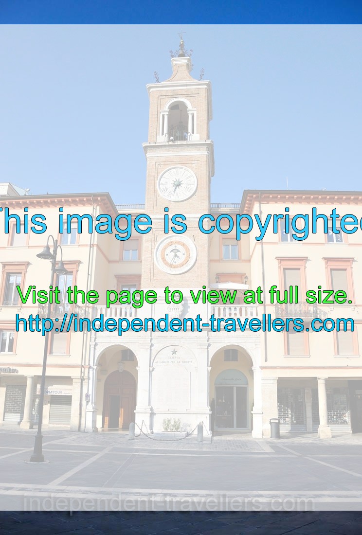 A beautiful clocktower was built in 1547 on the Tre Martiri square