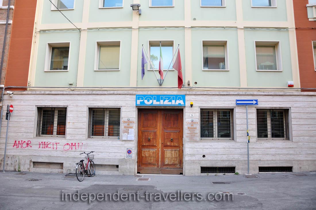 A police headquarters of Rimini is on Via Francesco Bonsi, 38