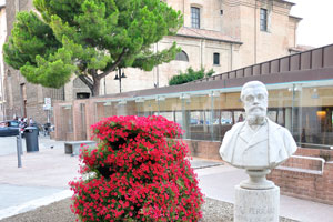 The statue of Luigi Ferrari is placed on the Luigi Ferrari square