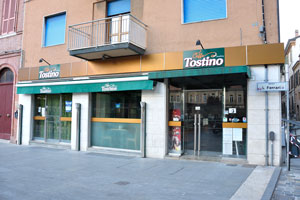 The Tostino cafe is on the square of Luigi Ferrari