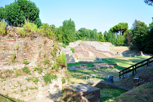 The Roman amphitheatre in Rimini in the evening