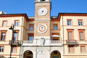 A beautiful clocktower was built in 1547 on the Tre Martiri square