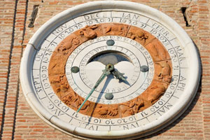 The clock face which includes a solar/lunar calendar dates from 1750
