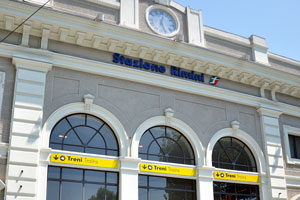 The clock of the Rimini railway station