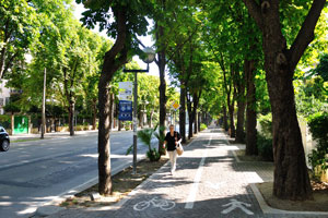The sidewalk of the Principe Amedeo street